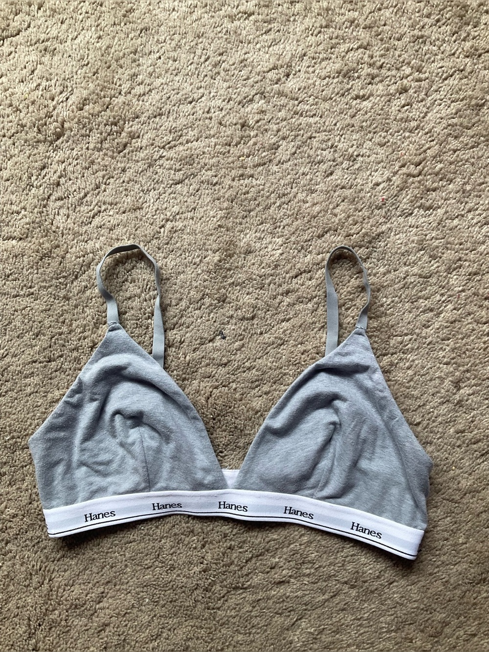 Hanes Light Gray Wireless Triangle Bralette